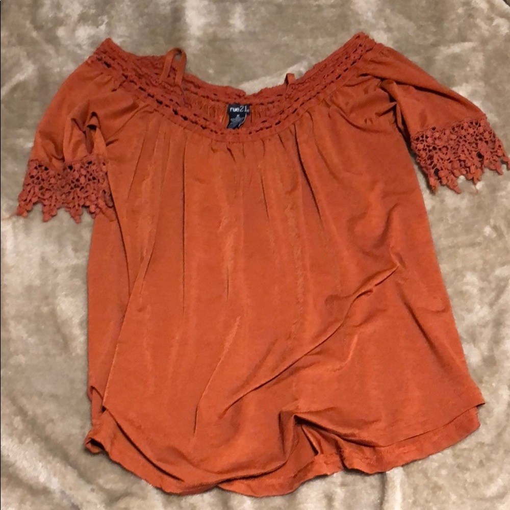 Copper cold shoulder top